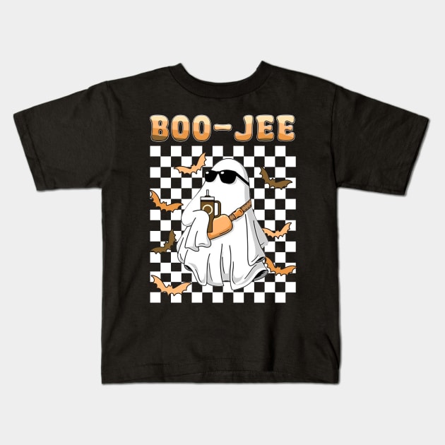 Spooky Season Cute Ghost Halloween Costume Boujee Boo-Jee Kids T-Shirt by JennyArtist